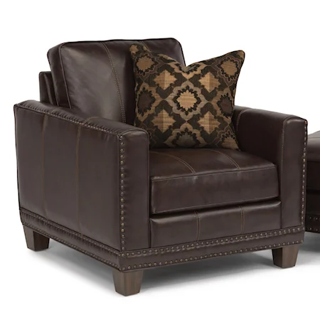 Transitional Chair with Nailhead Border and Wood Legs